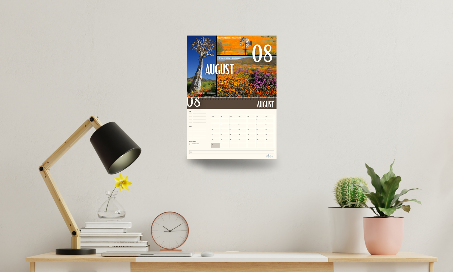 Nostalgic South African calendar in English